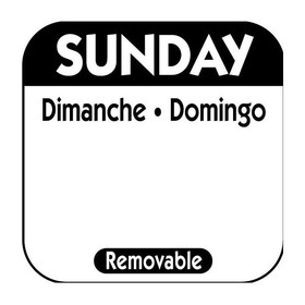 NCC R107R Removable Day of the Week Label 1" x 1", Legend Sunday, Square, (1000 Label per Unit)