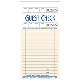 NCCO S3616 Paper Guest Check 3.5" x 6.75", 100 Page per Book, Salmon, Date Column, Single Copy, Medium (5000/CS)