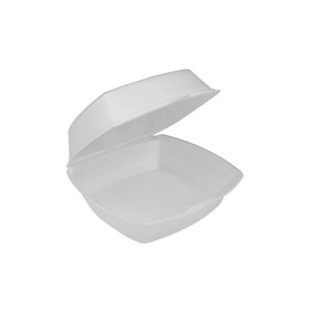 Pactiv YTH100800000 Hinged Foam Container 6" x 6" x 3", White, Polystyrene Foam, (500 per Pack)