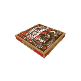 WestRock 10"KRAFT Pizza Box 10" x 10", Kraft, Corrugated, B-Flute Stock Print 50/CS - 195312