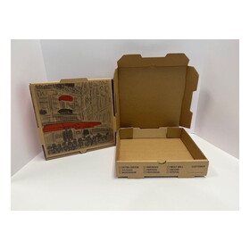 COR1010K Pizza Box, 10"X10" Kraft Corrugated B-Flute, Stock Print, 50/CS