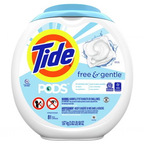 Tide 91798, Laundry Detergent, Pods, Free & Gentle Scent, 81 pods/ct, 4ct/ cs