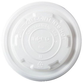 PrimeWare CFCL-8 Hot/Cold Food Container Lid White, Polylactide Aliphatic Copolymer (CPLA), Disposable, (1000/CS)