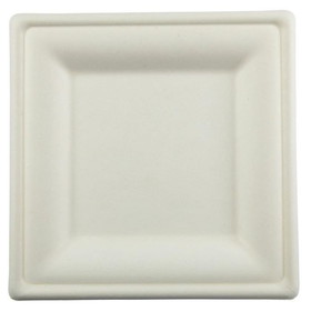 PrimeWare DP-10 Square Plate 10" x 10", White, Molded Fiber, Disposable, Recyclable, Compostable  (250/CS)