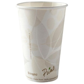 PrimeWare HC-16 Lined Hot Drink Cup 16 Oz, White, Paperboard, Disposable, Eco-Friendly, with Polylactic Acid/Corn-Based Plastic Lined (1000/CS)