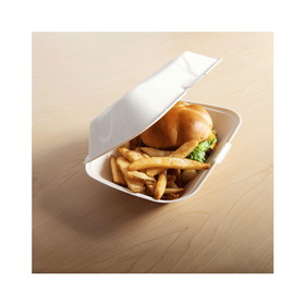 PrimeWare HL-96NPFA Rectangle Hinged Container, 9" X 6" X 3.2", Compostable No PFAS Added - 250/CS