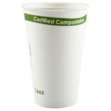 PrimeWare W-HC-16 Lined Hot Drink Cup 16 Oz, White, Paperboard, Disposable, Eco-Friendly, with Polylactic Acid/Corn-Based Plastic Lined (1000/CS)