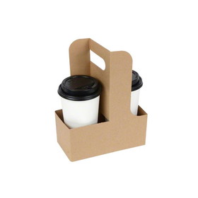 Quality Carton CH739-2 Cup Carrier 7" x 3" x 9", Automatic, with (2) Cup/Handel (250 per Case)