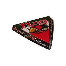SQP 9886 9" Four Colored Printed, Hinged Paper Pizza Slice Holder 9" X 9.375" X 1.5" - 200/CS