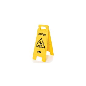 Rubbermaid Commercial FG611200YEL Floor Safety Sign 26" x 11" x 25", Yellow, Plastic, "Caution" Legend, Multilingual, 2-Sided - 1EA