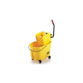 Rubbermaid Commercial FG758088YEL WaveBrake Mop Bucket and Side Press Wringer 20.31" x 16.44" x 21.63", 35 Quart Capacity, Yellow, Plastic, Handle Steel