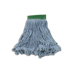 Rubbermaid Commercial FGD25206BL00 SUPER STITCH Wet Mop Medium, 20 Oz Capacity, Blue, Cotton and Synthetic Yarn, Cut-End, Blended, with 5" Green Headband (6 per Case)