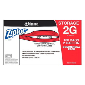 SCJP 682253 Ziploc Brand Seal Top Bag 2 Gallon, 13" x 15"- (100/CS)