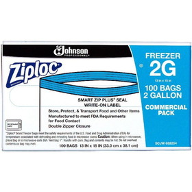 SCJP 682254 Ziploc Brand Freezer Bag 2 Gallon -13" x 15", (100/CS)