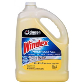 SC Johnson Professional 682265 Windex Multi-Surface Disinfectant Sanitizer Cleaner 128 oz. 1 Gallon Capped Bottle, Yellow, Citrus Fragrance, Liquid, (4 per Case)