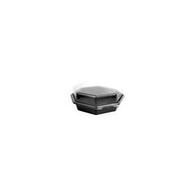 Solo 864612-PS94 Creative Carryouts, OctaView 9.6" x 9.2" x 3.2", Black, Polystyrene, 1-Compartment, Hinged, Leak Guard Closure, Food Container with Clear Lid (100 per Case)