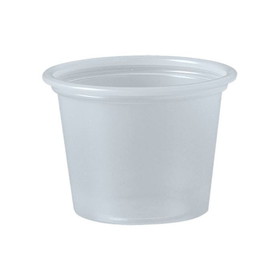 Solo P100N Portion Container 1 Oz, 1.2" Base/1.8" Top x 1.3", Translucent, Polystyrene, Recyclable, (2500 per Case)