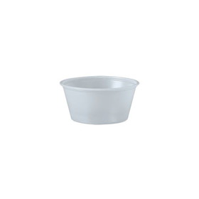 Solo P325N Portion Container 3.25 Oz, 2.1" Base/2.9" Top x 1.4", Translucent, Polystyrene, Recyclable, (2500 per Case)