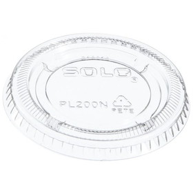 Solo PL200N Ultra Clear Portion Container Lid 2.6" x 0.3", Clear, Polyethylene Terephthalate, Flat Top, No Slot, Lid for Portion Container (2500 per Case) Use With P200N Portion Cup