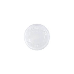 Solo PL4N Ultra Clear Portion Container Lid 3.1" x 0.3", Clear, Polyethylene Terephthalate, Recyclable, No Slot, Lid for P325BLK/P400BLK/P550BLK Portion Container (2500 per Case)