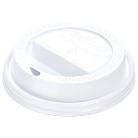 Solo TL38R2-0007 Traveler Hot Drink Cup Lid 3.2" x 0.7", White, Polystyrene, Dome, Cappuccino Style, Sip Hole, Lid for 378 Series Hot Drink Cup (1000 per Case)