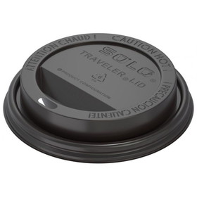 Solo TLB316-0004 Traveler Hot Drink Cup Lid 3.7" x 0.7", Black, Polystyrene, Dome, Cappuccino Style, Sip Hole (1000 per Case)