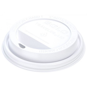 Solo TLP316-0007 Traveler Hot Drink Cup Lid 3.7" x 0.7", White, Polystyrene, Dome, Cappuccino Style, Sip Hole, Lid for 316/420/424 Hot Drink Cup (1000 per Case)