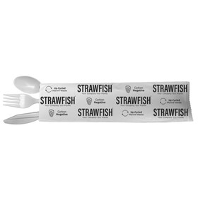 Strawfish 7655004-N Cutlery Kit 6" 4-Pack (KFS Napkin) Natural 250/CS