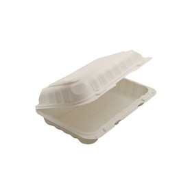 Tripak KT0206 TerraSmart Container - 9" x 6.5" x 2.8", 1-Compartment, White, Microwave Safe, Recyclable - 150/CS