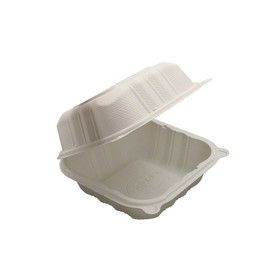 Tripak KT-0225-W TerraSmart Container 6" x 6", White, 1-Compartment,Microwave Safe, Recyclable 250/CS