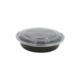 KariOut MaxSeal MC0900B Plastic Container Microwaveable Combined Black/Clear Lid 9" Round Deep 40 OZ, 150/CS
