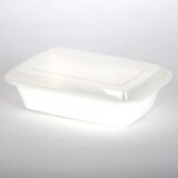 Kari-Out MC6650W Microwaveable Rectangular Combo Container, Clear/White Base, 38oz, 8