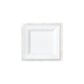 Green Wave GS-P008 Tableware Plate 8" x 8", Pearl White, Sugarcane Resource, Disposable, Square, Compostable (400/CS)