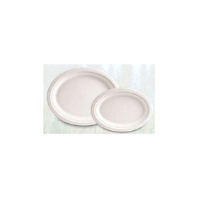 Green Wave TW-POO-016 Tableware Plate 7.5" x 10", Bright White, Sugarcane Resource, Disposable, Oval, (500/CS)