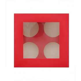 Cake Craft Group P-11268 The Cake Decorating Co. Holds 4 Luxury Satin Cupcake Box - Red