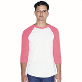 Blank and Custom American Apparel BB453W Unisex Poly-Cotton 3/4 Sleeve Raglan T-Shirt