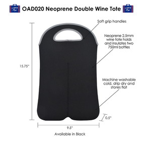 Liberty Bags 0020 Neoprene Double Wine Tote