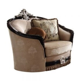 Acme 52112 Ernestine Chair w/2 Pillow, Tan Fabric & Black