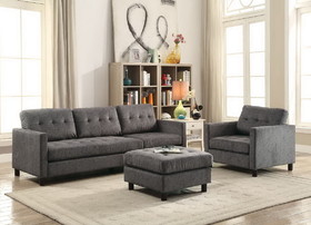 ACME Ceasar Sectional Sofa in Gray Fabric 53315