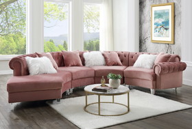 ACME Ninagold Sectional Sofa w/7 Pillows, Pink Velvet 57360