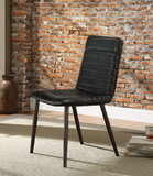 ACME Hosmer Side Chair (Set-2) in Black Top Grain Leather & Antique Black 70422