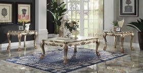 ACME Dresden Coffee Table in Gold Patina & Bone 83160