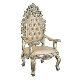 Acme DN01210 Sorina Arm Chair (Set-2), PU & Antique Gold Finish