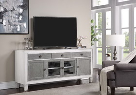 Acme LV01317 Katia TV Stand, Rustic Gray & White Finish