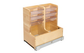 Rev-A-Shelf 441-15VSBSC-1 11-11/16"W Maple Wood Soft Close L-Shape Vanity Cabinet Organizer Pullout