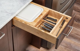 Rev-A-Shelf 4KCB-21HSC-1 18" Wide Natural Wood Soft-close Knife Drawer with Cutting Board