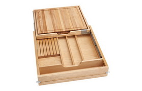Rev-A-Shelf 4KCB-24HSC-1 21" Wide Natural Wood Soft-close Knife Drawer with Cutting Board