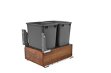 Rev-A-Shelf 4WC-WN-2150DM2-SC Walnut Bottom Mount Soft-close 50QT Double Waste Container Pullout