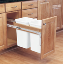 Rev-A-Shelf 4WCTM-18DM2-162 14-3/4"W White 35QT Double Waste Container Pullout for 1-5/8" Faceframe