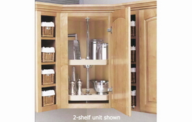 Rev-A-Shelf 4WLS273-20-536 20" Natural Wood 3 Shelf D-Shape Independent Lazy Susan